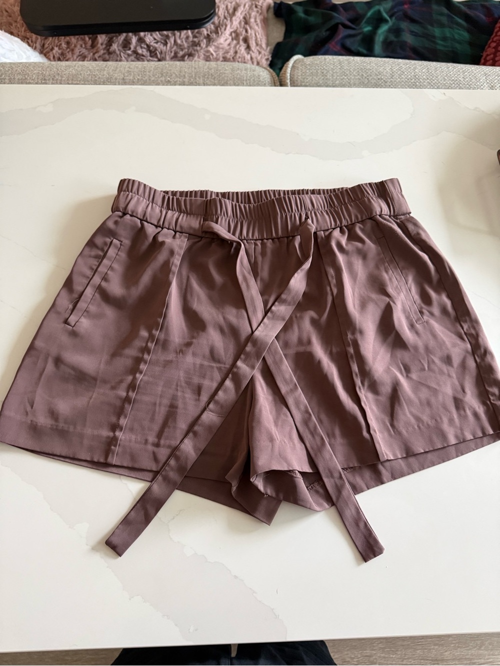 Dynamite Dusty Mauve Tie-Front Relaxed Shorts